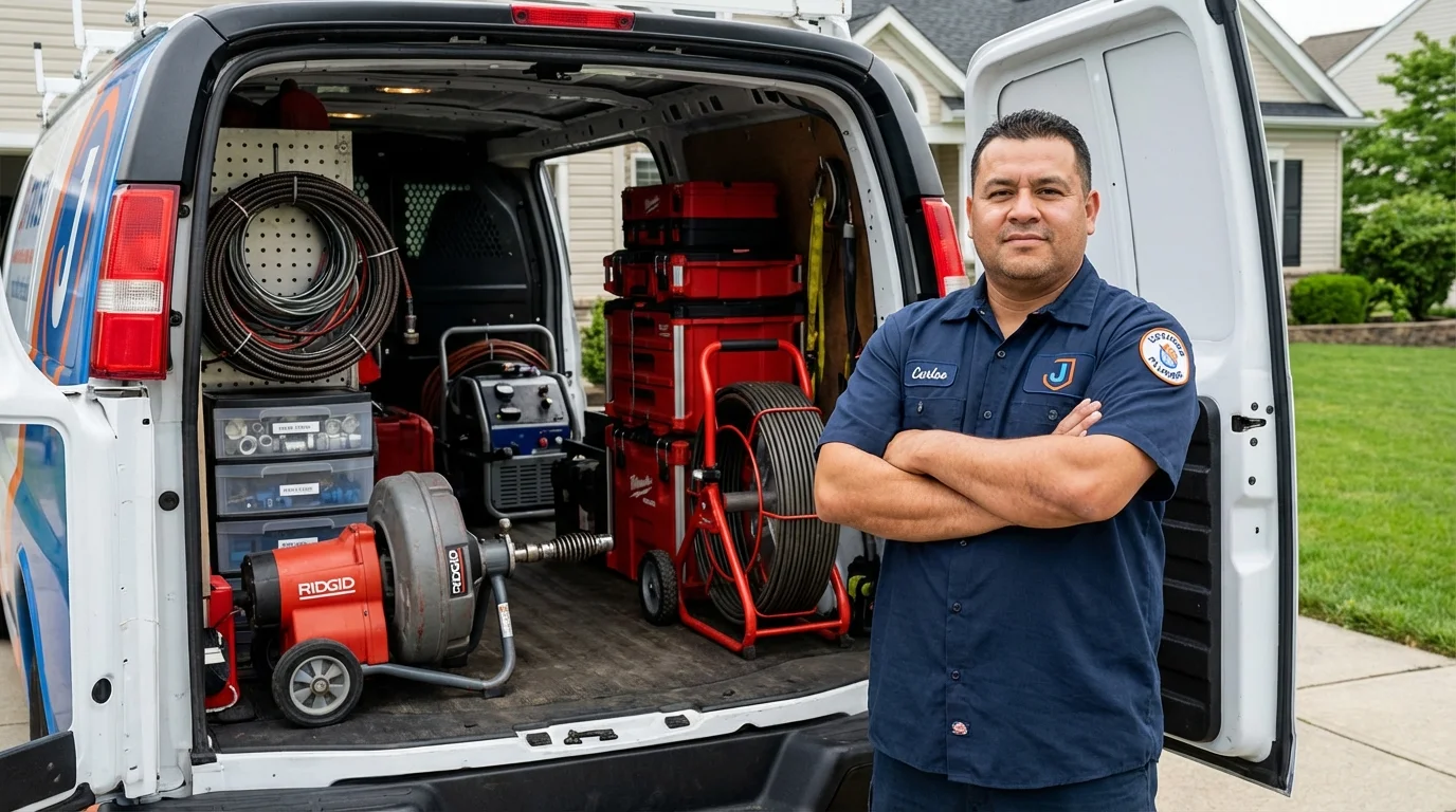 Professional drain cleaning equipment and Johns Plumbing LLC plumber in Erwin