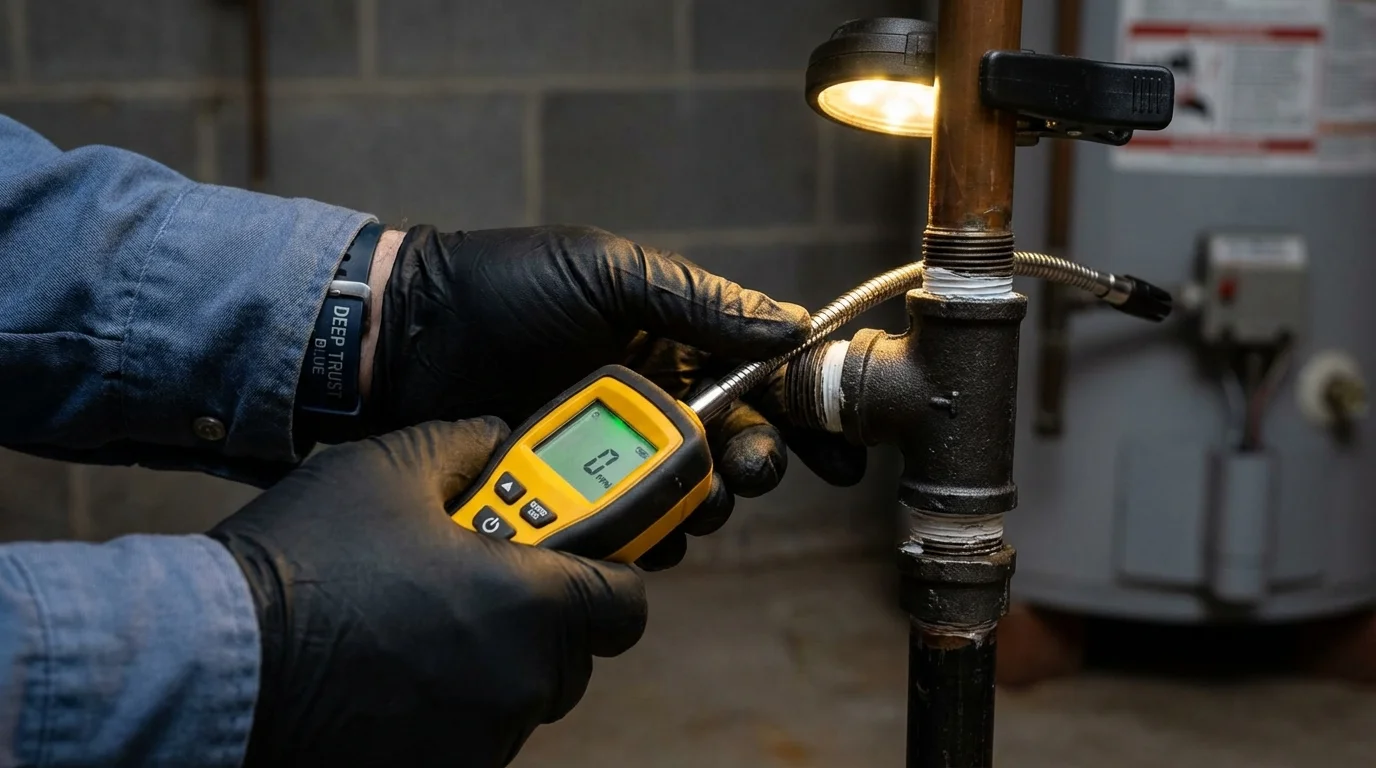 Gas leak detection with electronic sniffer by Johns Plumbing LLC in Erwin