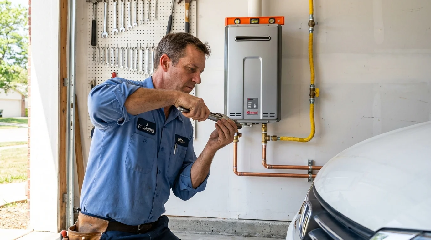 Tankless water heater installation by a Johns Plumbing LLC plumber in Erwin
